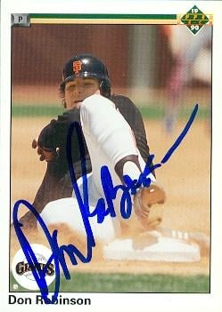77227 Don Robinson Autographed Baseball Card San Francisco Giants 1990 Upper Deck No .616