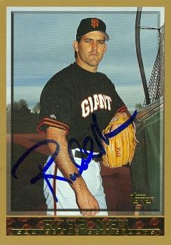 77228 Robb Nen Autographed Baseball Card San Francisco Giants 1998 Topps No .398