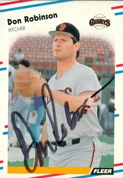 77248 Don Robinson Autographed Baseball Card San Francisco Giants 1988 Fleer No .95