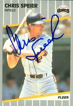 77249 Chris Speier Autographed Baseball Card San Francisco Giants 1989 Fleer No .343