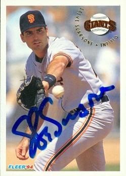77255 Steve Scarsone Autographed Baseball Card San Francisco Giants 1994 Fleer No .701
