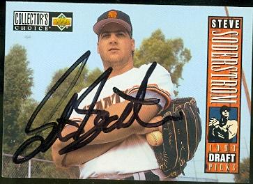 77270 Steve Soderstrom Autographed Baseball Card San Francisco Giants 1993 Upper Deck Rookie No .24