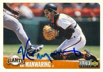 77276 Kirt Manwaring Autographed Baseball Card San Francisco Giants 1996 Upper Deck No .304