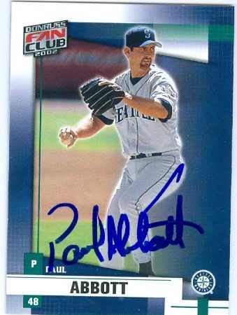 81722 Paul Abbott Autographed Baseball Card Seattle Mariners 2001 Donruss No .152