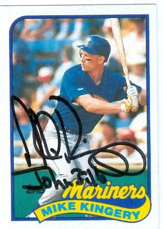 81724 Mike Kingery Autographed Baseball Card Seattle Mariners 1989 Topps No .413
