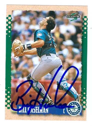 81770 Bill Haselman Autographed Baseball Card Seattle Mariners 1995 Score No .42
