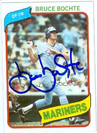 81805 Bruce Bochte Autographed Baseball Card Seattle Mariners 1980 Topps No .143