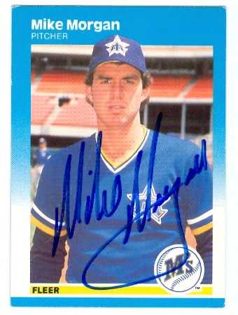 81809 Mike Morgan Autographed Baseball Card Seattle Mariners 1987 Fleer No .591