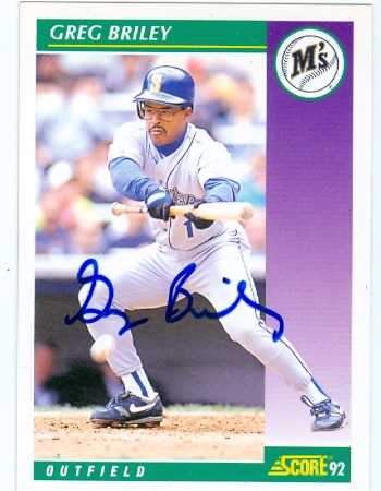 81811 Greg Briley Autographed Baseball Card Seattle Mariners 1992 Score No .387