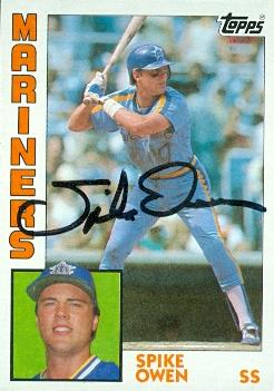 81812 Spike Owen Autographed Baseball Card Seattle Mariners 1984 Topps No .413