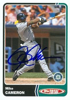81850 Mike Cameron Autographed Baseball Card Seattle Mariners 2003 Topps Total No .763