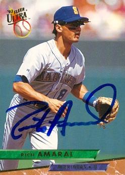 81856 Rich Amaral Autographed Baseball Card Seattle Mariners 1993 Fleer Ultra No .265