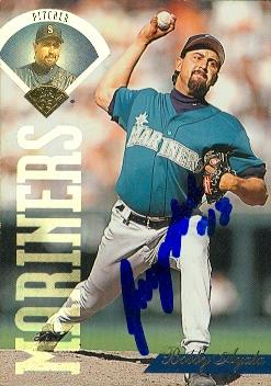 81874 Bobby Ayala Autographed Baseball Card Seattle Mariners 1995 Leaf No .111