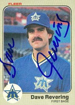 82167 David Revering Autographed Baseball Card Seattle Mariners 1983 Fleer No .484