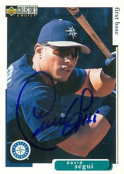 82290 David Segui Autographed Baseball Card Seattle Mariners 1998 Upper Deck No .496