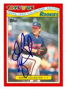82379 Derek Lilliquist Autographed Baseball Card Atlanta Braves 1990 Topps Toys R Us Rookies No .17