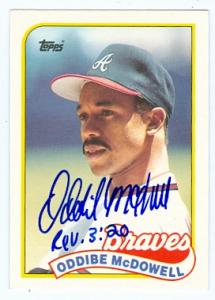 82421 Oddibe Mcdowell Autographed Baseball Card Atlanta Braves 1989 Topps No .78T Traded Set