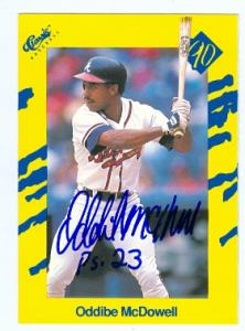 82425 Oddibe Mcdowell Autographed Baseball Card Atlanta Braves 1990 Classic No .T69