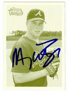 82459 Macay Mcbride Autographed Baseball Card Atlanta Braves 2001 Topps Bowman Heritage No .314