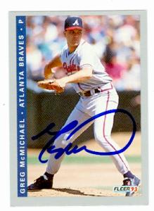 82460 Greg Mcmichael Autographed Baseball Card Atlanta Braves 1993 Fleer No .F-4