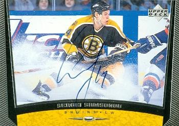 83405 Sergei Samsonov Autographed Hockey Card Boston Bruins 1998 Upper Deck No .39