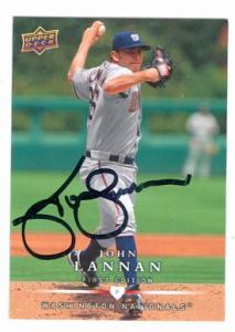84916 John Lannan Autographed Baseball Card Washington Nationals 2008 Upper Deck First Edition No .163
