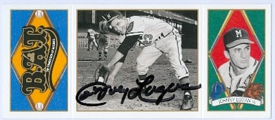 85248 Johnny Logan Autographed Baseball Card Milwaukee Braves 1993 Upper Deck All Time Heroes No .83