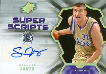 85611 Spencer Hawes Autographed Basketball Card Sacramento Kings 2007 Upper Deck Spx Rookie Super Scripts