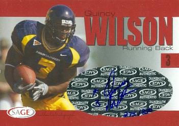 86488 Quincy Wilson Autographed Football Card West Virginia 2004 Sage Rookie Red No .A45