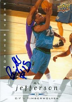 86986 Al Jefferson Autographed Basketball Card Minnesota Timberwolves 2008 Upper Deck No .106