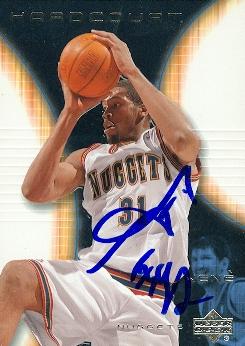 87033 Nene Autographed Basketball Card Denver Nuggets 2003 Upper Deck Hardcourt No .16