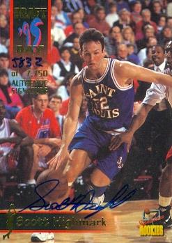 87776 Scott Highmark Autographed Basketball Card Saint Louis 1995 Signature Rookies No .44
