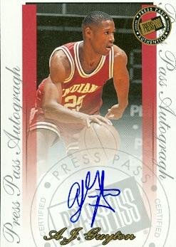 87781 A.J. Guyton Autographed Basketball Card Indiana 2000 Press Pass Rookie