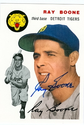 88405 Ray Boone Autographed Baseball Card Detroit Tigers 1994 1954 Topps Archives No. 77