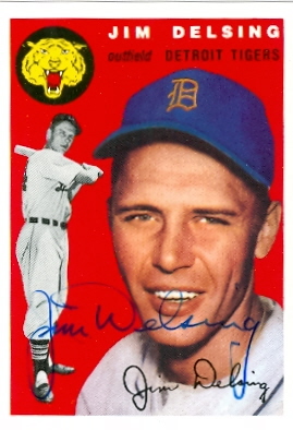 88406 Jim Delsing Autographed Baseball Card Detroit Tigers 1994 1954 Topps Archives No. 111
