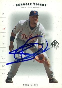 88693 Tony Clark Autographed Baseball Card Detroit Tigers 2001 Upper Deck Sp No. 191