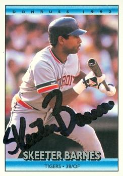 88714 Skeeter Barnes Autographed Baseball Card Detroit Tigers 1992 Donruss No. 749