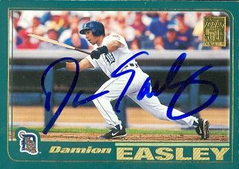 88723 Damion Easley Autographed Baseball Card Detroit Tigers 2001 Topps No. 490