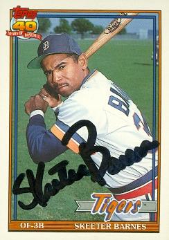 88725 Skeeter Barnes Autographed Baseball Card Detroit Tigers 1990 Topps Traded No. 5T