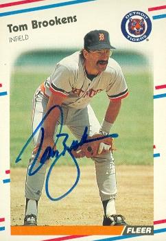 88726 Tom Brookens Autographed Baseball Card Detroit Tigers 1988 Fleer No. 53