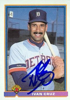 88729 Ivan Cruz Autographed Baseball Card Detroit Tigers 1991 Bowman Rookie No. 153