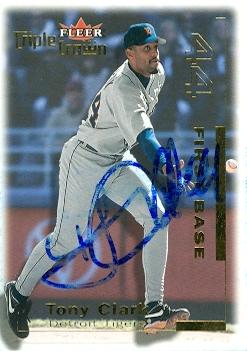 88731 Tony Clark Autographed Baseball Card Detroit Tigers 2001 Fleer Triple Crown No. 148