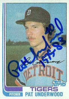 88733 Pat Underwood Autographed Baseball Card Detroit Tigers 1982 Topps No. 133