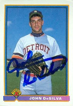 88734 John Desilva Autographed Baseball Card Detroit Tigers 1991 Bowman Rookie No. 148