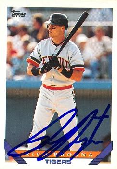 88735 Rico Brogna Autographed Baseball Card Detroit Tigers 1993 Topps No. 598