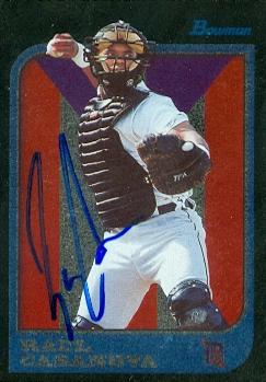 88738 Raul Casanova Autographed Baseball Card Detroit Tigers 1997 Bowman Rookie Year No. 399
