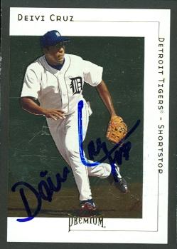 88739 Deivi Cruz Autographed Baseball Card Detroit Tigers 2001 Fleer Premium No. 16