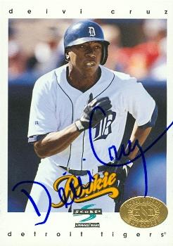 88753 Deivi Cruz Autographed Baseball Card Detroit Tigers 1997 Score Rookie No. 488