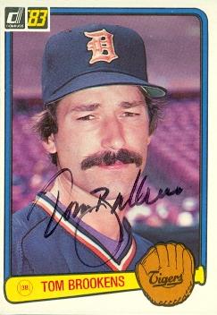 88755 Tom Brookens Autographed Baseball Card Detroit Tigers 1983 Donruss No. 454