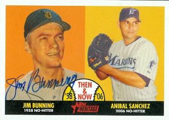 88760 Jim Bunning Autographed Baseball Card Detroit Tigers 2007 Topps Heritage No. Tn9